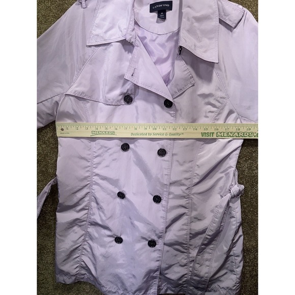 Lands End Women's Sz Medium 10-12 Purple Lightweight Trench Double Breasted - Picture 5 of 8